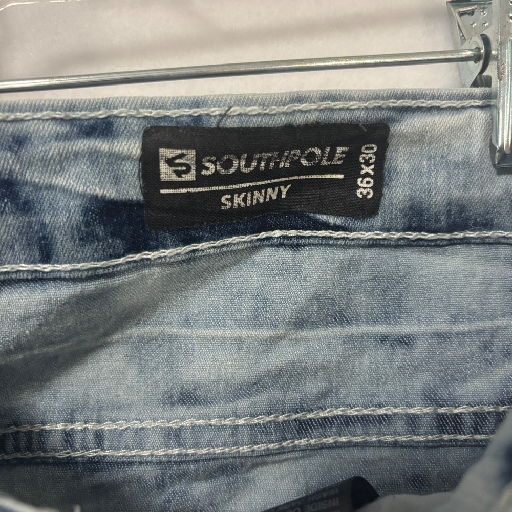 Vintage 90's Acid Wash Southpole Skinny Jeans Men's 36x30 - Picture 4 of 8